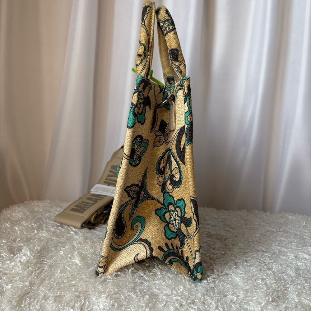Floral Tote Bag - Cream and Green - Picture 4 of 10
